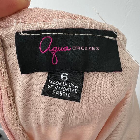 AQUA Lace Mermaid Gown SZ 6 Bridesmaid Prom Dusty Pink Nude Dress - Picture 9 of 10